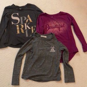 3 long sleeve girl t-shirts size 8/M